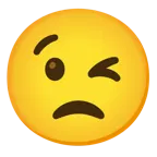 winking face + worried face