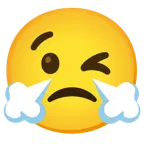winking face + face with steam from nose