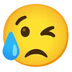 winking face + sad but relieved face