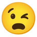 winking face + frowning face with open mouth