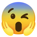 winking face + face screaming in fear