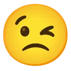 winking face + slightly frowning face
