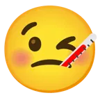 winking face + face with thermometer