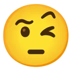 winking face + face with raised eyebrow