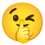 winking face + shushing face