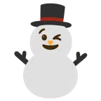 winking face + snowman without snow