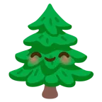 smiling face with smiling eyes + evergreen tree