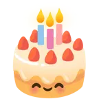 smiling face with smiling eyes + birthday cake
