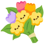 smiling face with smiling eyes + bouquet