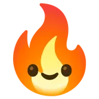 smiling face with smiling eyes + fire