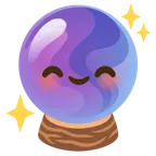 smiling face with smiling eyes + crystal ball