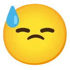 smiling face with smiling eyes + downcast face with sweat