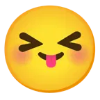 smiling face with smiling eyes + squinting face with tongue