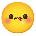 smiling face with smiling eyes + face with thermometer