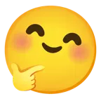 smiling face with smiling eyes + thinking face