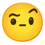 smiling face with smiling eyes + face with raised eyebrow