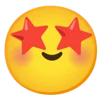 smiling face with smiling eyes + star-struck