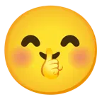 smiling face with smiling eyes + shushing face