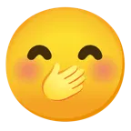 smiling face with smiling eyes + face with hand over mouth