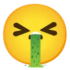 smiling face with smiling eyes + face vomiting
