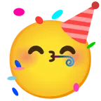 smiling face with smiling eyes + partying face