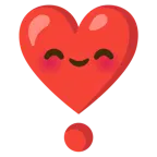 smiling face with smiling eyes + heart exclamation