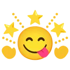 face savoring food + glowing star