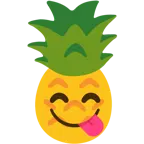 face savoring food + pineapple