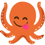 face savoring food + octopus