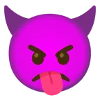 face savoring food + angry face with horns