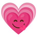 face savoring food + growing heart
