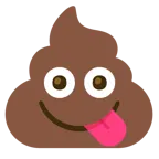 face savoring food + pile of poo