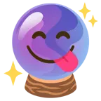 face savoring food + crystal ball