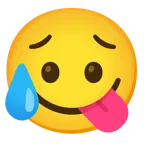 face savoring food + sad but relieved face
