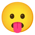 face savoring food + frowning face with open mouth