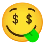 face savoring food + money-mouth face
