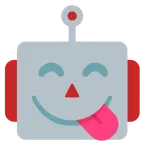 face savoring food + robot