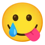 face savoring food + smiling face with tear