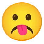 face savoring food + frowning face