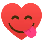 face savoring food + heart suit
