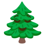 relieved face + evergreen tree