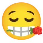 relieved face + rose