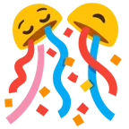 relieved face + confetti ball