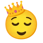 relieved face + crown