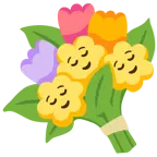 relieved face + bouquet