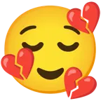 relieved face + broken heart