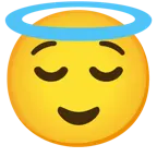 relieved face + smiling face with halo