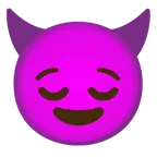 relieved face + smiling face with horns
