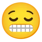 relieved face + grimacing face
