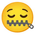 relieved face + zipper-mouth face